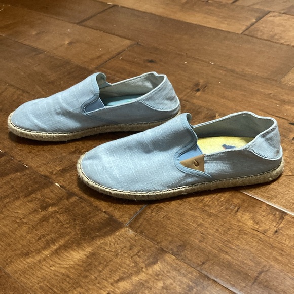 OluKai Light Blue Canvas Kuala Pa'a Kapa Slip On Espadrille - Picture 2 of 7